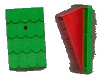 LEGO onderdeel Fabuland Roof Support Slope, 6 x 2 with Green Fabuland Roof Slope with Chimney Hole (787 / 789) 787c04