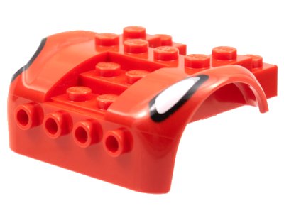 LEGO part Vehicle, Mudguard 6 x 4 with 4 Studs on Front with White Headlights Pattern (80481pb01)