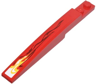 LEGO onderdeel Slope, Curved 10 x 1 with White and Yellow Flame Pattern Model Left (Sticker) - Set 9441 (85970pb003L)