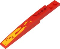LEGO part Slope, Curved 10 x 1 with Yellow Flames and Black Line and Squares on Red Background Pattern Model Right Side (Sticker) - Set 71704 85970pb027R
