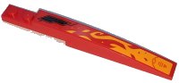 LEGO onderdeel Slope, Curved 10 x 1 with Bright Light Orange Flames, Triangle, Lines and Air Vent Pattern Model Left Side (Sticker) - Set 70675 85970pb032L