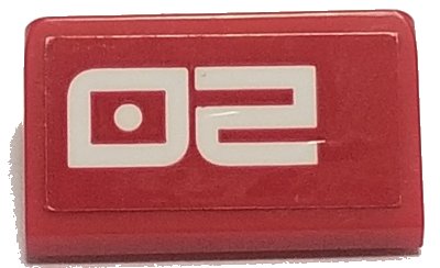 LEGO onderdeel Slope 30 1 x 2 x 2/3 with White '20' on Red Background Pattern (Sticker) - Set 70615 (85984pb222)