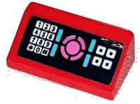 LEGO part Slope 30 1 x 2 x 2/3 with Keypad and Dark Pink, Medium Azure and White Buttons on Dark Blue Background Pattern (Sticker) - Set 41347 85984pb322