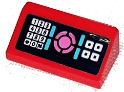 LEGO onderdeel Slope 30 1 x 2 x 2/3 with Keypad and Dark Pink, Medium Azure and White Buttons on Dark Blue Background Pattern (Sticker) - Set 41347 (85984pb322)