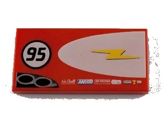 LEGO onderdeel Tile 2 x 4 with Lightning Bolt in Half Ellipse and '95' Pattern Model Right Side (87079pb0029R)