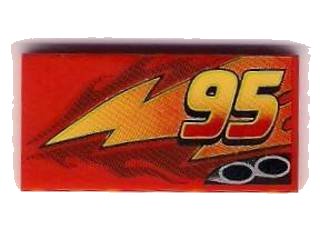 LEGO part Tile 2 x 4 with Lightning, Exhaust Pipes and Offset '95' Pattern Model Left Side (87079pb0031L)