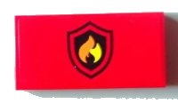 LEGO onderdeel Tile 2 x 4 with Black and Yellow Fire Logo Badge Pattern (Sticker) - Set 60004 87079pb0105