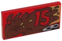 LEGO onderdeel Tile 2 x 4 with Red '15' and Exhaust Pipes and Mud Splotches Pattern Model Left Side 87079pb0416L