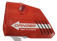 LEGO part Technic, Panel Fairing # 1 Small Smooth Short, Side A with 'DANGER AIR INTAKE' and White Arrow Pattern (Sticker) - Set 42076 87080pb060