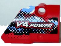 LEGO onderdeel Technic, Panel Fairing # 2 Small Smooth Short, Side B with 'V4 POWER' Pattern (Sticker) - Set 8048 87086pb001
