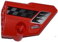 LEGO part Technic, Panel Fairing # 2 Small Smooth Short, Side B with Air Intake, Checkered Stripe and 'FRAME WORK' Pattern (Sticker) - Set 42011 87086pb006