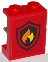 LEGO onderdeel Panel 1 x 2 x 2 with Side Supports - Hollow Studs with Flame on Black Shield Fire Logo Pattern (Sticker) - Sets 60107 / 60110 / 60112 (87552pb028)