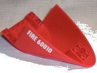 LEGO part Aircraft Fuselage Aft Section Curved Bottom 6 x 10 with White 'FIRE 60010' Pattern on Both Sides (Stickers) - Set 60010 87616pb008