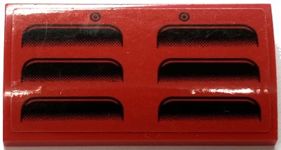 LEGO part Slope, Curved 2 x 4 x 2/3 with Bottom Tubes with Black Air Vent Grille Pattern (Sticker) - Set 76905 (88930pb174)