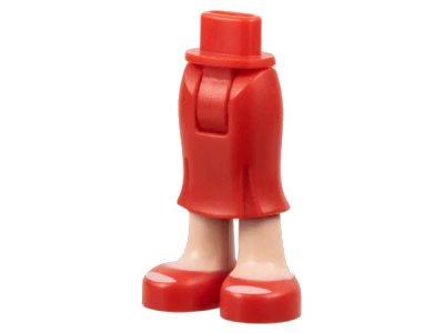 LEGO onderdeel Mini Doll Hips and Skirt Long, Light Nougat Legs and Red Open Toe Shoes Pattern - Thick Hinge (92249c00pb01)