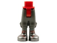 LEGO part Mini Doll Hips and Pearl Dark Gray Trousers Cropped, Dark Bluish Gray Socks, Silver Shoes with Red Trim Pattern - Thick Hinge 92251c77pb01