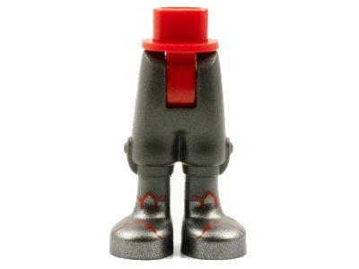 LEGO onderdeel Mini Doll Hips and Pearl Dark Gray Trousers Cropped, Dark Bluish Gray Socks, Silver Shoes with Red Trim Pattern - Thick Hinge (92251c77pb01)