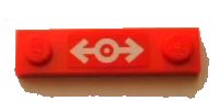 LEGO onderdeel Plate, Modified 1 x 4 with 2 Studs without Groove with Train Logo White Pattern (Sticker) - Set 3677 92593pb001