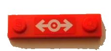 LEGO onderdeel Plate, Modified 1 x 4 with 2 Studs without Groove with Train Logo White Pattern (Sticker) - Set 3677 (92593pb001)