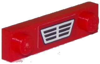 LEGO onderdeel Plate, Modified 1 x 4 with 2 Studs without Groove with Black and White Car Grille on Red Background Pattern (Sticker) - Set 60107 (92593pb025)