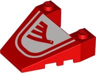 LEGO part Wedge 4 x 4 Taper with Stud Notches with Airline Bird Pattern 93348pb005