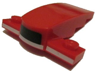 LEGO onderdeel Wedge 4 x 2 x 1 1/3 with 1 x 4 Base with Black and White Stripes Pattern (93589pb007)