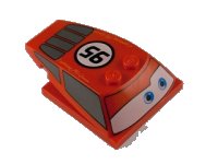 LEGO part Wedge 6 x 4 x 1 1/3 with 4 x 4 Base with Blue Eyes, Windows and '95' in White Circle Pattern 93591pb01