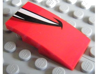 LEGO onderdeel Slope, Curved 4 x 2 with Smiling Mouth Right Half Pattern (L. McQueen) (93606pb001R)