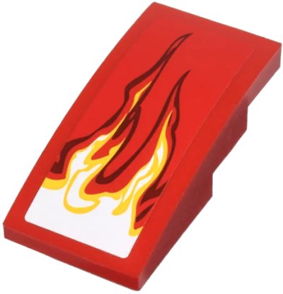 LEGO onderdeel Slope, Curved 4 x 2 with White and Yellow Flames Pattern Model Right Side (Sticker) - Set 9441 (93606pb004R)