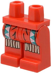 LEGO onderdeel Hips and Legs with Western Indians Dark Turquoise/White Triangles, Fringe Pattern 970c00pb0025
