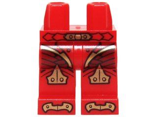 LEGO onderdeel Hips and Legs with Belt, Armor with Scales and Gold Knee Pads Pattern (970c00pb0318)