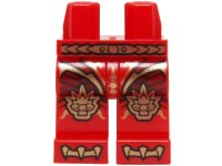 LEGO onderdeel Hips and Legs with Dark Red Armor with Scales and Gold Belt, Crocodile Knee Pads and Claws Pattern 970c00pb0321