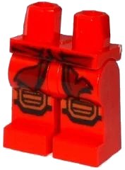 LEGO onderdeel Hips and Legs with Dark Red Sash and Medium Nougat Knee Pads Pattern (970c00pb0375)