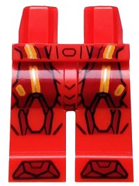 LEGO part Hips and Legs with Orange and Gold Circuitry and Dark Red Armor, Knee Pads and Boots Pattern 970c00pb0501