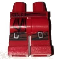 LEGO part Hips and Legs with Dark Red Sash and Reddish Brown Knee Belts Pattern 970c00pb0588