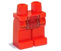 LEGO part Hips and Legs with Orange / Yellow Circuitry, Dark Red Center Panel Pattern 970c00pb0680