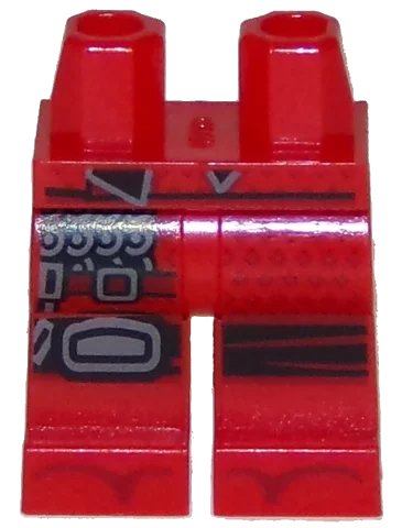 LEGO onderdeel Hips and Legs with Black Belt, Chain Mail and Knee Pad Right, Knee Wrap Left and Sandals Pattern (970c00pb0856)