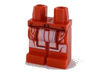 LEGO part Hips and Legs with White Flames, Apron and Knees Pattern 970c00pb0987