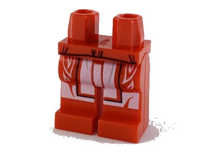 LEGO onderdeel Hips and Legs with White Flames, Apron and Knees Pattern (970c00pb0987)