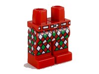 LEGO part Hips and Legs with White Belt and White and Green Diamonds Pattern 970c00pb1006