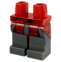 LEGO part Hips and Legs with Dark Bluish Gray Boots and Red Flannel Shirt Tied Around Waist Pattern 970c00pb1011