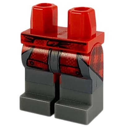 LEGO onderdeel Hips and Legs with Dark Bluish Gray Boots and Red Flannel Shirt Tied Around Waist Pattern (970c00pb1011)