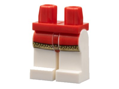 LEGO onderdeel Hips and White Legs with Red Surcoat with Gold Border Pattern (970c01pb59)