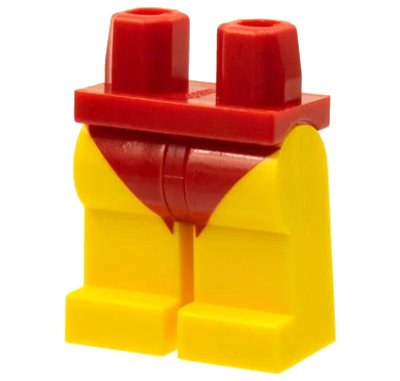LEGO onderdeel Hips and Yellow Legs with Red Leotard / Swimsuit Bottom Pattern (970c03pb10)