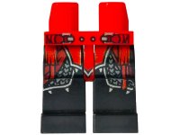 LEGO onderdeel Hips and Black Legs with Ninjago Red Plate Armor and Silver Scale Armor, Belt with Buckles and Red Sash Pattern 970c11pb43