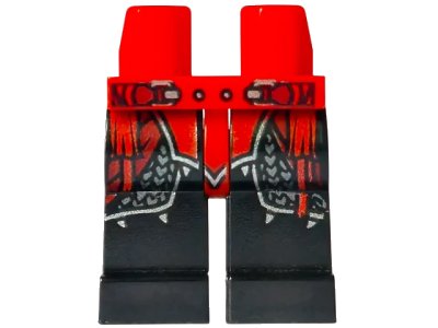 LEGO onderdeel Hips and Black Legs with Ninjago Red Plate Armor and Silver Scale Armor, Belt with Buckles and Red Sash Pattern (970c11pb43)
