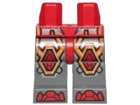 LEGO onderdeel Hips and Dark Bluish Gray Legs with Red Armor and Orange and Yellow Circuitry, Red Hexagonal Knee Pads and Red Boots Pattern 970c85pb27