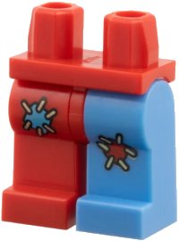 LEGO part Hips and 1 Medium Blue Left Leg with Red Patch, 1 Red Right Leg with Medium Blue Patch Pattern 970d11pb01