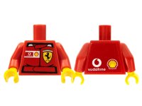 LEGO onderdeel Torso Racers Ferrari Front, Vodafone Back (Stickers) without Driver Name Pattern / Red Arms / Yellow Hands 973pb0390c02