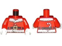 LEGO part Torso Santa Jacket with White Fur Collar and Waistband, Dark Red Folds, Black Belt with Gold Buckle, Candy Cane on Back Pattern / Red Arms / White Hands 973pb2863c01